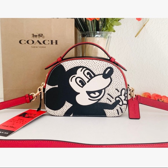 Coach C6977 Disney Mickey Mouse X Keith Haring Serena Satchel MSRP $378 - Picture 2 of 11